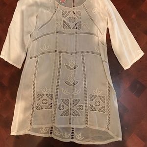 JOHNNY WAS Ivory silk lace dress Small S GORGEOUS